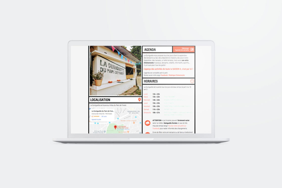 Site web La guinguette du parc de Forest