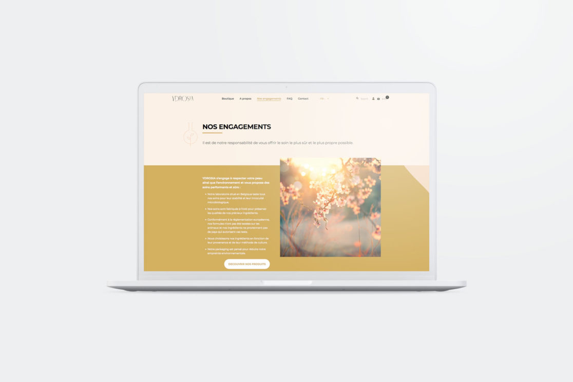 Site ecommerce Ydrosia cosmétique bio